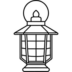 Minimal Red Lantern Line Art