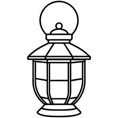 Minimal Red Lantern Line Art