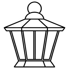 Minimal Red Lantern Line Art