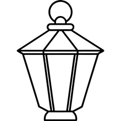 Minimal Red Lantern Line Art