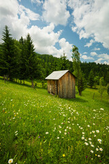 Wooden house in the Romanian mountains, Maramures Country, Europe.