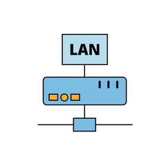 Fototapeta premium A simple vector diagram illustrating a LAN setup, with a 