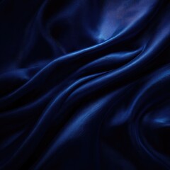 Fototapeta premium Deep blue fabric with soft, flowing folds and subtle highlights, creating a luxurious and elegant texture