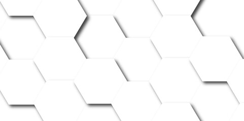 Naklejka premium Minimal white hexagonal hexagon modern technology creative emboss light honeycomb polygonal web. abstract geometric science and mosaic tile with template texture background. 