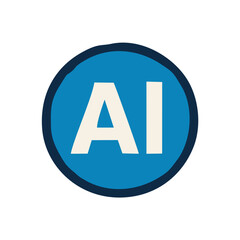 Futuristic AI Emblem Logo &mdash; Vector Design for Tech Branding, A visually impactful emblem-style logo representing AI, designed for tech branding and easily traceable in CorelDRAW.