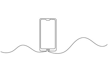 Obraz premium Smart phone continuous one line drawing and minimalist style isolate outline illustration
