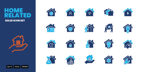 home colored icon set vector design good for web and mobile app