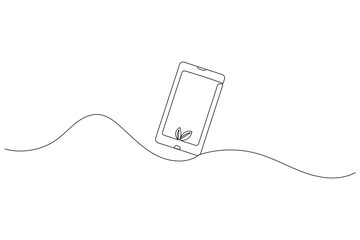 Obraz premium Smart phone continuous one line drawing and minimalist style isolate outline illustration