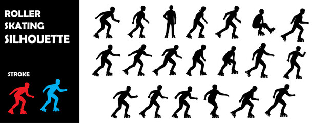 Roller Skating Silhouette Vector Set – Active Lifestyle, Speed and Urban Fitness Illustration