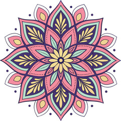 Geometric Mandala in Minimal Flat Vector Style