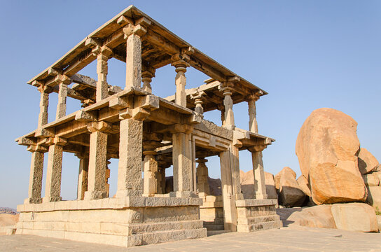 Ruins of The Hampi, ancient Vijayanagara Empire, hindu culture and religion, UNESCO World Heritage Site, Hampi, Karnataka, India.