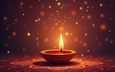happt diwali wished greeting card design with burning diya. High quality