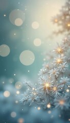Snowflake Macro with Warm Holiday Bokeh Lights