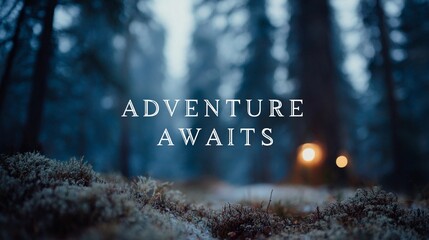 Motivational wall sign stating "Adventure Awaits," created with a minimalist and stylish touch for scenic poster applications.