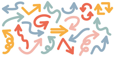 手書きのカラフルな矢印アイコンセット