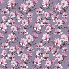 Magnolias on purple background
