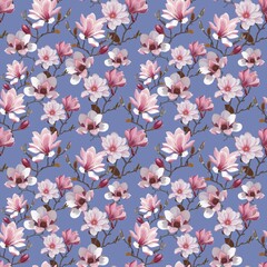 Magnolias on violet background