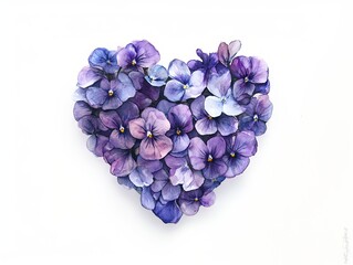 blue hyacinth flower, lilac heart on white background, flower heart, symbol of love 