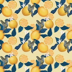 Lemon garden yellow background.