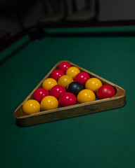 billiard table with balls