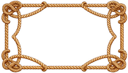 Decorative rope frame with intricate knots design for creative projects. Transparent background
