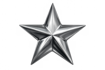 Polished metallic star glowing on a transparent background, perfect for christmas designs, awards, or rating systems