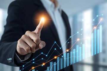 Business Growth Chart Overlaid on Business Hand