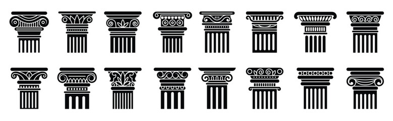 Naklejka premium ancient pillars greek stylized floral decorative columns museum historical exhibition recent vector