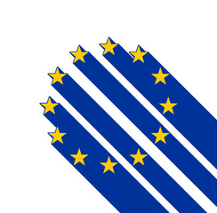 stars as symbol of the European Union in yellow and blue with outline design for better visibility, isolated