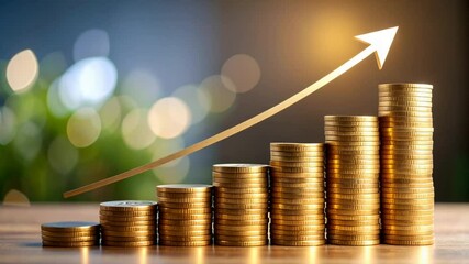 Growing gold coins investment chart - Powered by Adobe