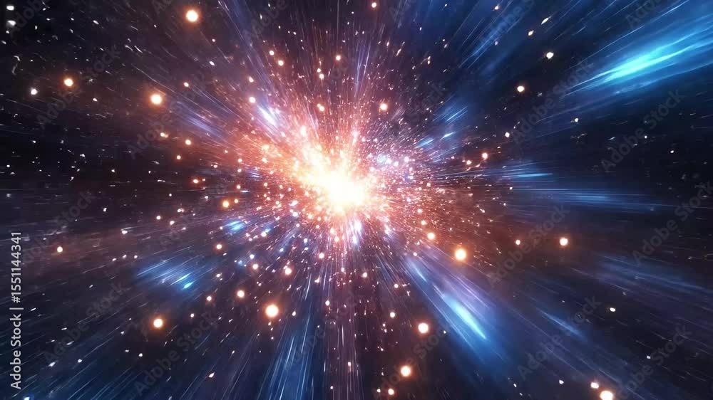 Sticker vivid star burst background creating an illusion of a hyperspace jump through an expansive cosmic la