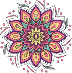 Spiritual Mandala Made of Lotus Flowers and Sacred Symbols