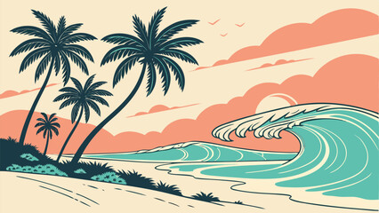 tropical beach with palm trees