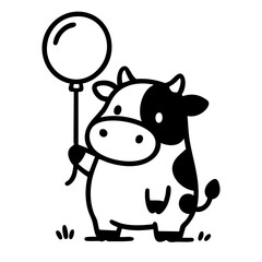Funny cartoon cow isolated on white background smiling and happy farm animal illustration