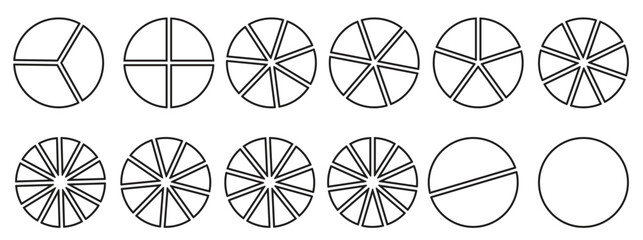 12 circles segments vector