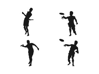 Disc Golf player silhouette vector. A set of disc golf player silhouettes. Frisbee Players Silhouette, Ultimate Frisbee Silhouette.