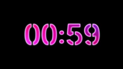 1 minute countdown. Timer from 60 to 0 seconds