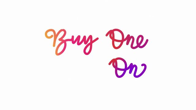 buy one get one One line continuous animated typography intro outro, Hand drawn calligraphy monoline vintage text on background. Calligraphy lettering animation video shop, discount,offers marketing