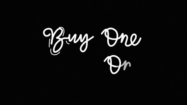 buy one get one One line continuous animated typography intro outro, Hand drawn calligraphy monoline vintage text on background. Calligraphy lettering animation video shop, discount,offers marketing