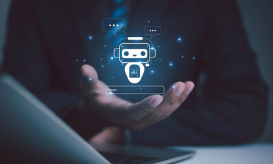 AI Technology Robotic Cyberspace Bots Artificial intelligence on the Internet is a communication...