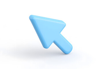Minimalistic 3D rendering of a blue computer cursor arrow, floating in soft light. Perfect for UI/UX and digital tech visuals