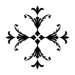 Black Floral Ornament Vector on White Background, Decorative Design Element, Vector Illustration Graphic	
