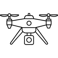Ai drone with camera line art vector illustration 