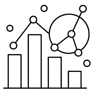 Big data visualization charts line art vector illustration 