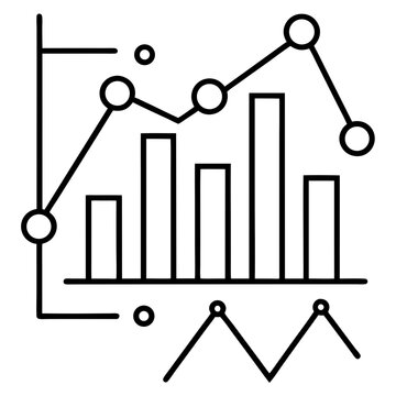Big data visualization charts line art vector illustration 