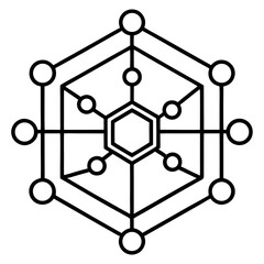 Cybersecurity network diagram line art vector illustration 