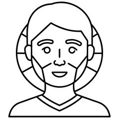 Facial recognition scanning line art vector illustration 