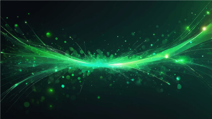 Fototapeta premium Abstract green and blue background with glowing lines and swirling light patterns in a futuristic fractal design
