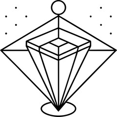 Holographic data projection line art vector illustration 