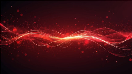 Glowing abstract red background with flowing lines and digital light effects